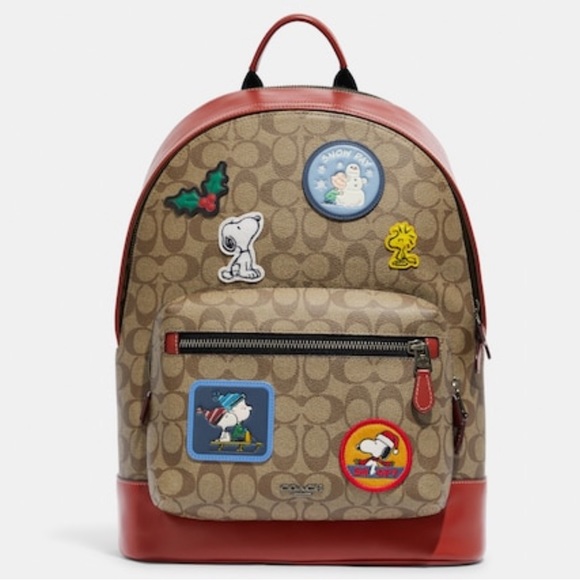 NEW Coach X Peanuts West Backpack In Signature Canvas With Patches - Picture 9 of 11